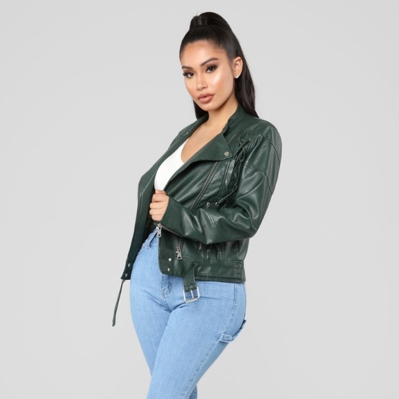 Fashion Nova Jackets & Blazers - Fashion Nova French Mole Moto Jacket - Green